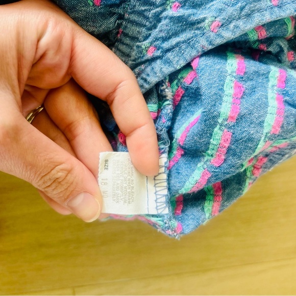Vintage Oshkosh paper tag 18 months floral and blue Denim Kids Overalls - Picture 6 of 6